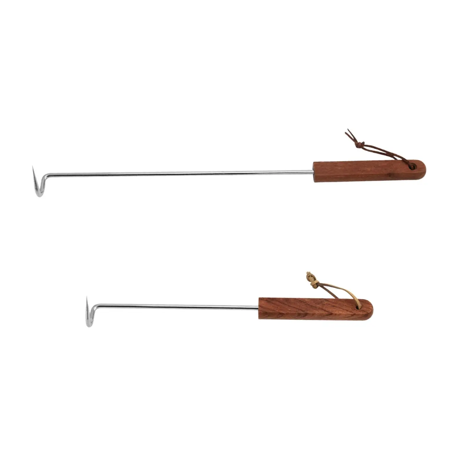 Meat Hook Wooden Handle BBQ Meat Turner Hook Barbecue Turner Hook Food Flipper for BBQ Grill Steak Vegetables Sausages Flipping