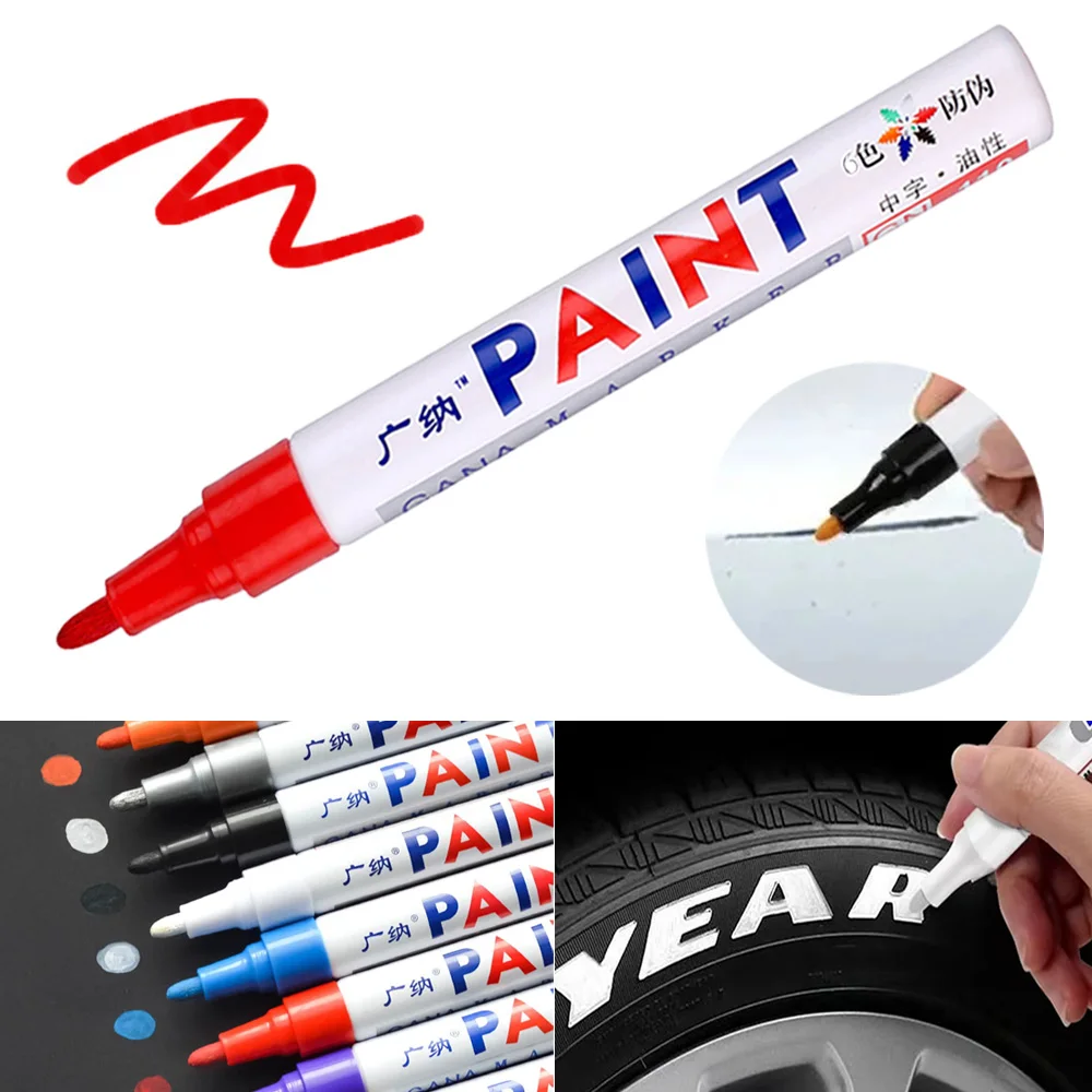 

Waterproof Car Wheel Tire Oily Mark Pen Auto Rubber Tyre Paint Care Pen Permanent Paint Marker Graffiti Touch Up White Colour