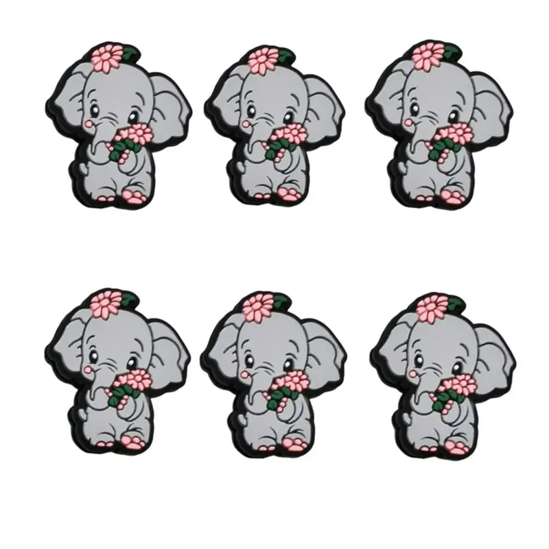 5/10Pcs Cute elephant themed silicone bead animal DIY jewelry making necklace bracelet