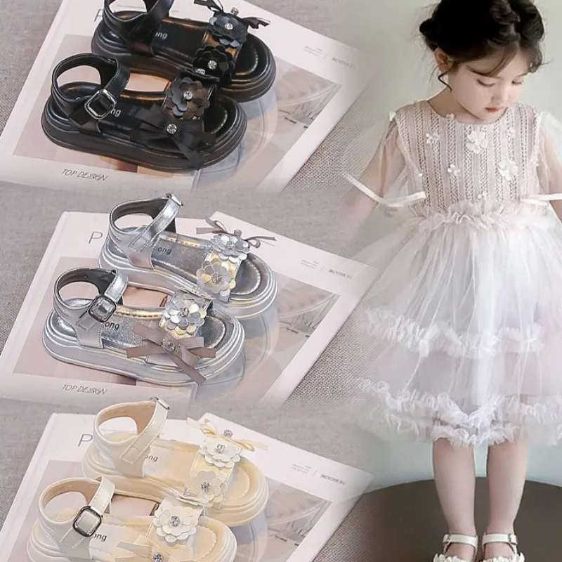 

Summer Girl Princess Cool2026New Korean Edition Child Soft and Comforta Single Shoe Fashion Bow Girl Anti Student School Sandals