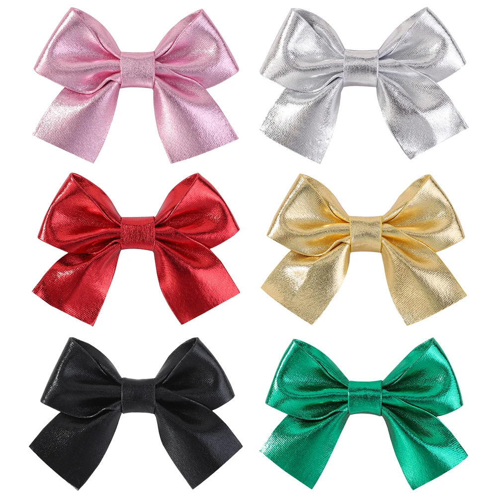 

20PCS/set Gold Black PU Bow Hair Clips Handmade Vintage Bowknot Hairpins Headwear Barrettes Hairgrips Kids Hair Accessories