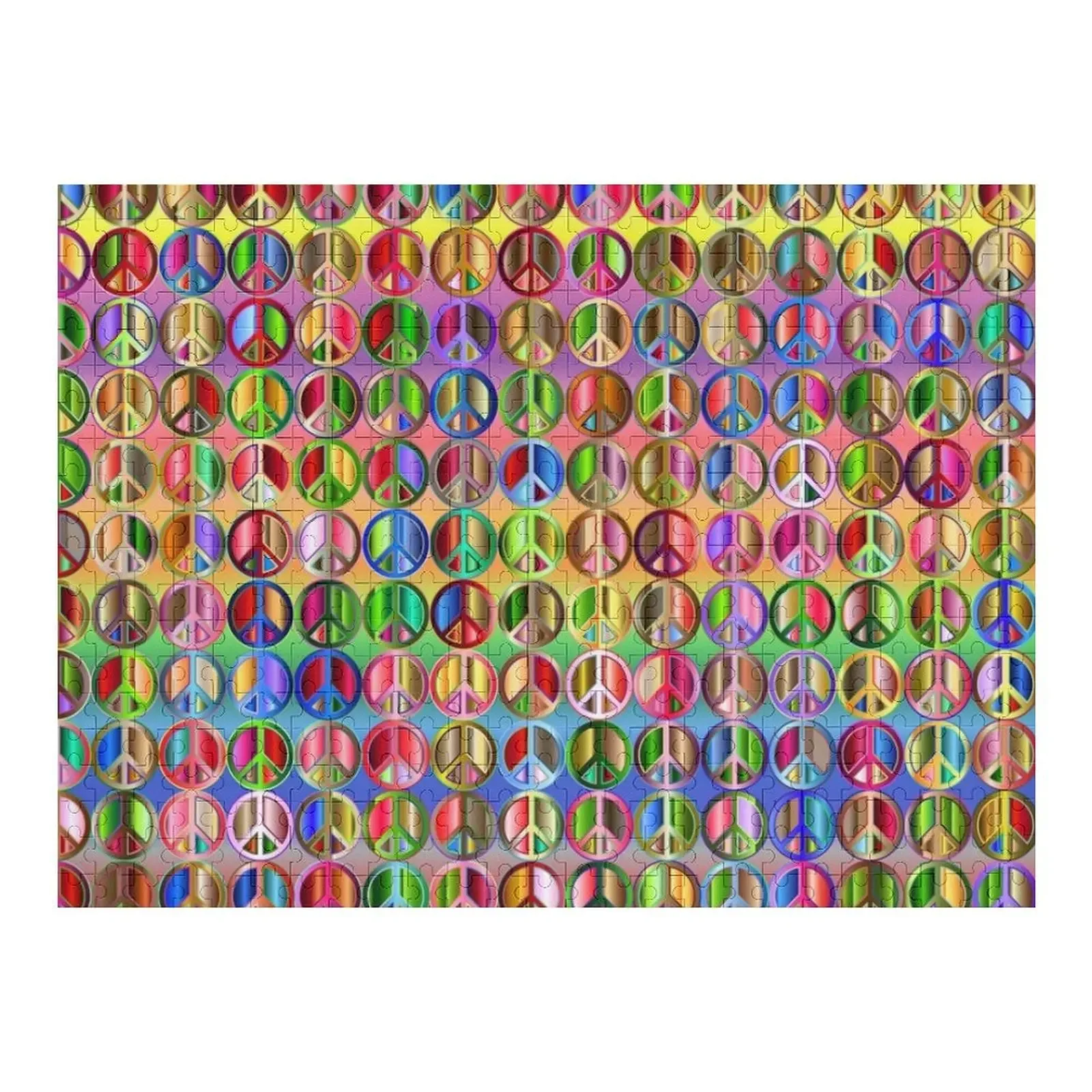 

Retro 1960's Colorful Peace Signs Jigsaw Puzzle Wooden Animal Scale Motors Custom Gift Puzzle