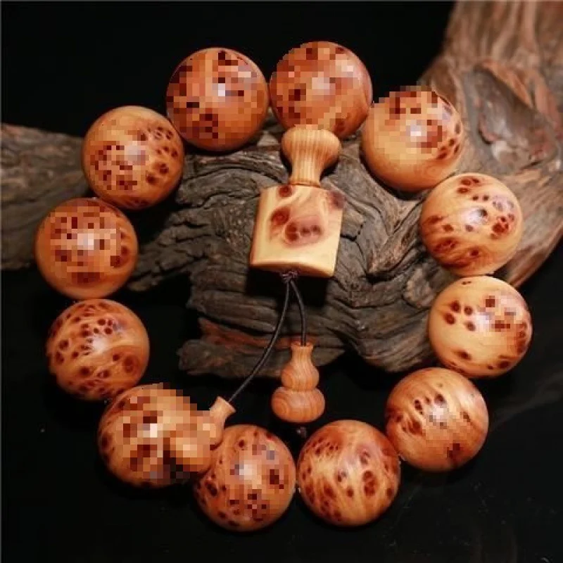 

Аутентичный браслет из кипариса Тайхан с узлами и узором «птичий глаз», состаренный материал, 108 буддийских молитвенных бусин, дерево.