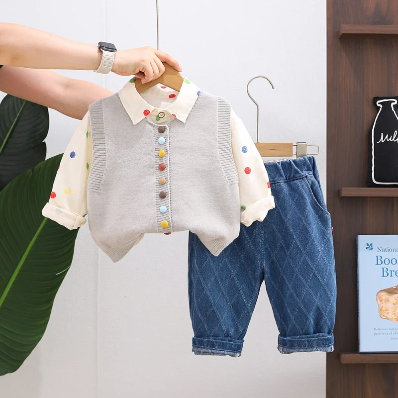 

Новый осенний комплект детской одежды, детский жилет, рубашка с длинными рукавами, брюки, 2 шт./компл., одежда для маленьких мальчиков, одежда для малышей, детские спортивные костюмы