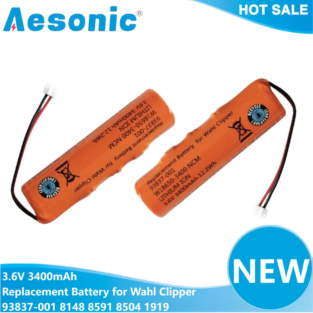 3.6V 3400mAh Replacement Battery for Wahl Clipper 93837-001 8148 8591 8504 1919 Cordless Magic Clippers Designer Senior
