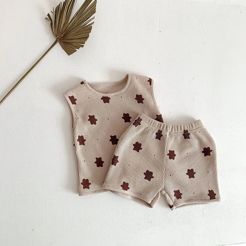 Milangel conjunto bebé verano oso gofres chaleco pantalones cortos - imagen 4