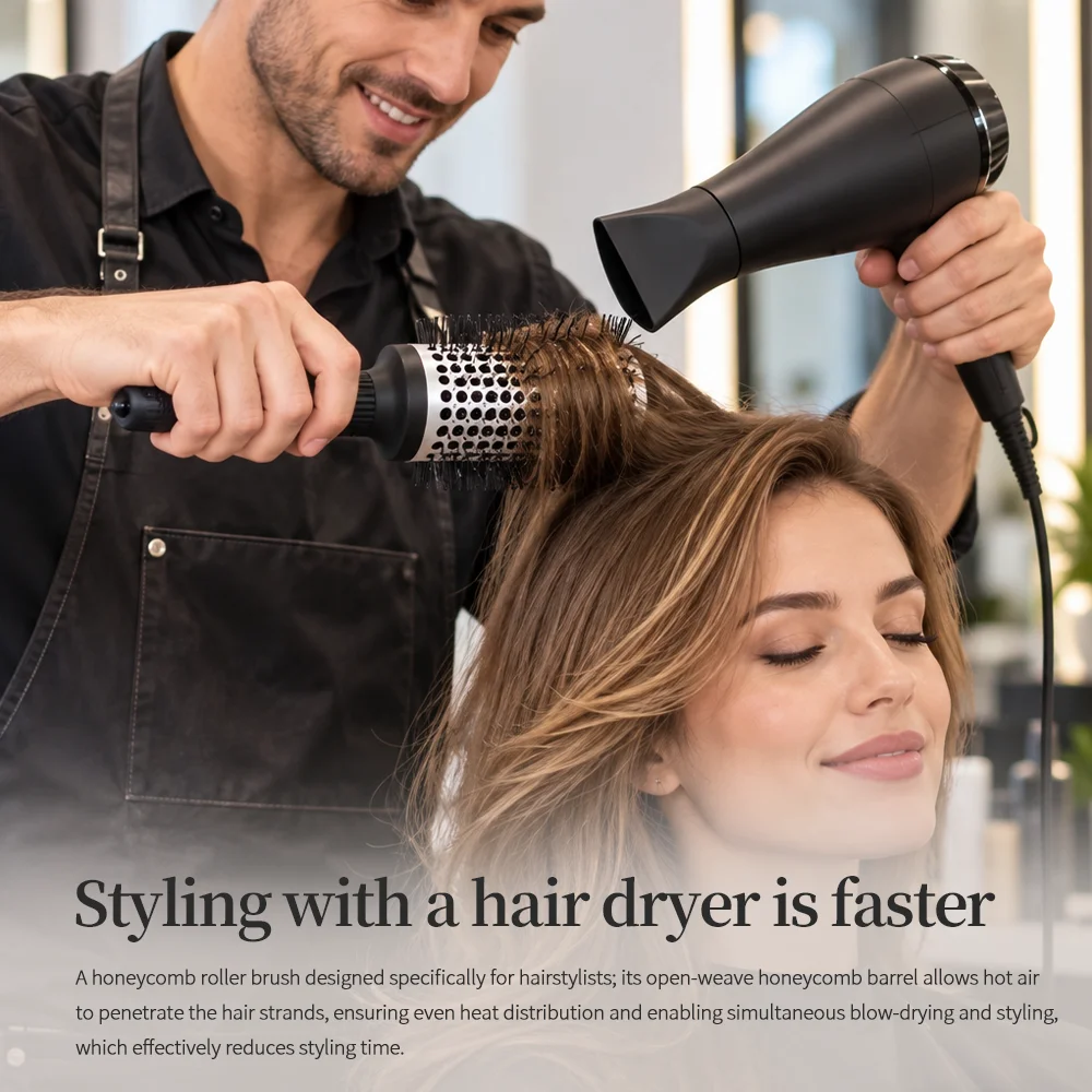 Professional Ceramic Heat-Conducting Cylindrical Hair Roller Comb, Hollow Tube Curling Roller Comb, Fast Heat-Conducting Hair Styling Comb, for Creating Volume and Shine in Long and Short Hair, Salon and Home Hairdressing Tool, Christmas Gift