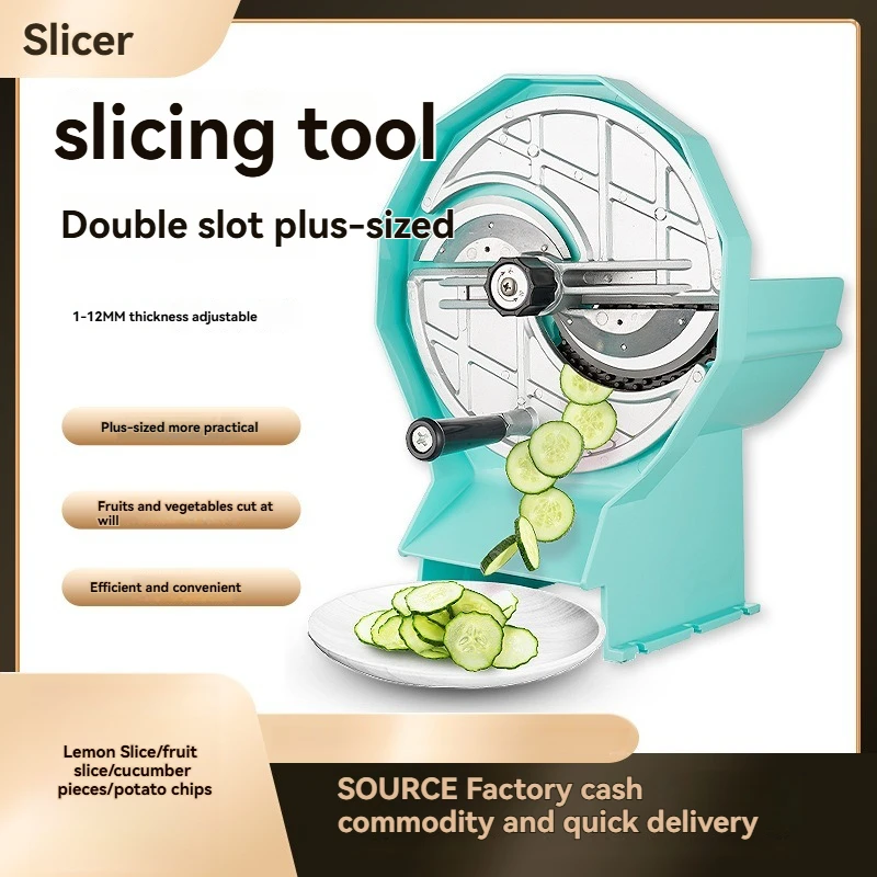 Portable Manual Hand Crank Vegetable Fruit Slicer Multifunctional Kitchen Processing Machine Cut Lemon Potato Ginger