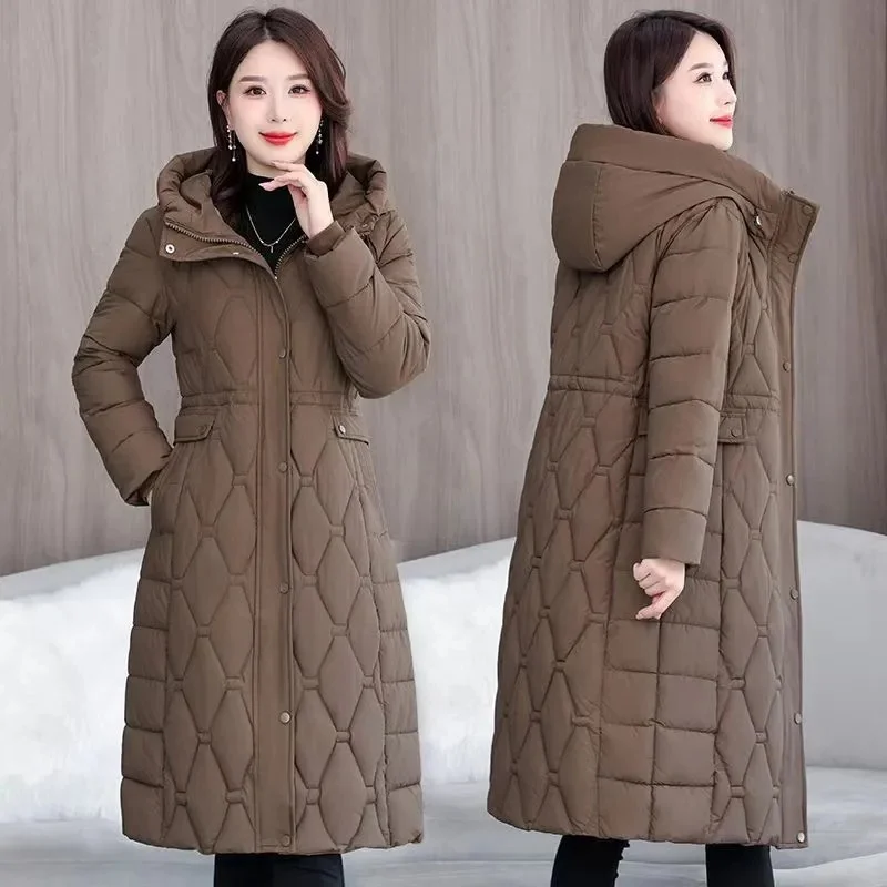 Winter Long Coat Women's 2024 Fashion New Thicken Cotton padded Warm Snow Outerwear Loose Female Windproof Hooded Jacket Parkas