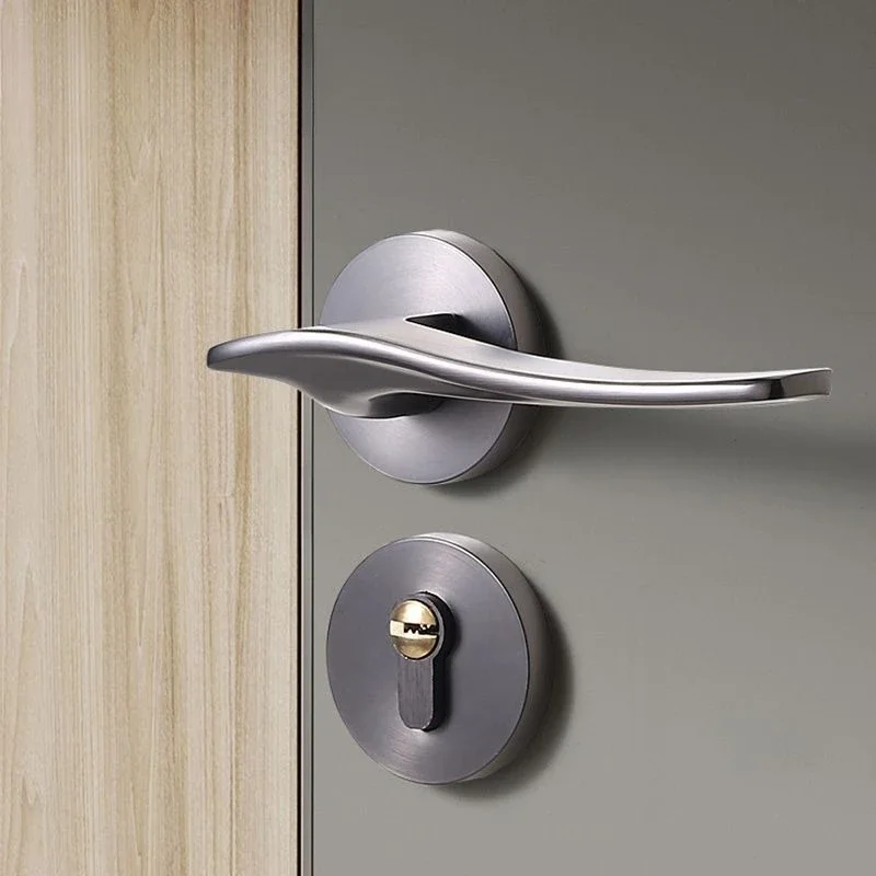 New Black Handle, Modern Simple Indoor Mechanical Door Lock, Bedroom Study Office Wooden Door 58 Split Lock Fit 3.8-4.8cm Door