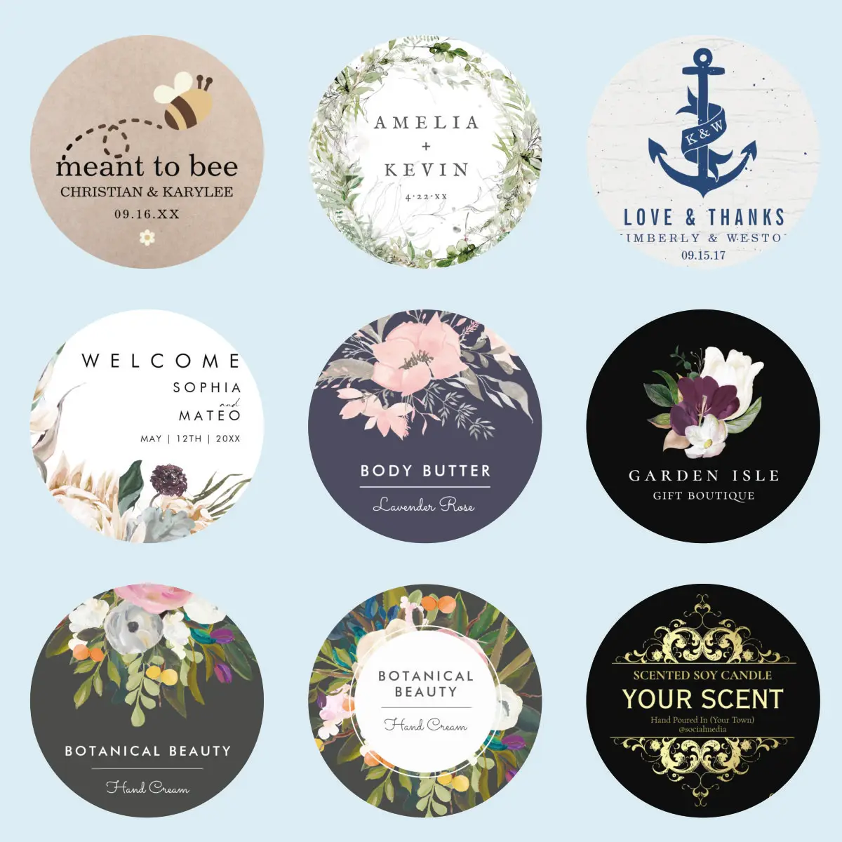 96Pcs Personalized Round Circle Label Stickers Custom Name D