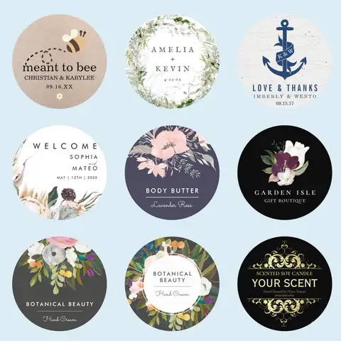 96Pcs Personalized Round Circle Label Stickers Custom Name Date Thank You Stickers for Bridal Shower Party Favors