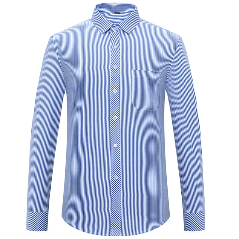 

Spring and Summer New Men's Business Striped Non-iron Long-sleeved Shirt Casual Plaid Shirt for Young and Middle-aged People