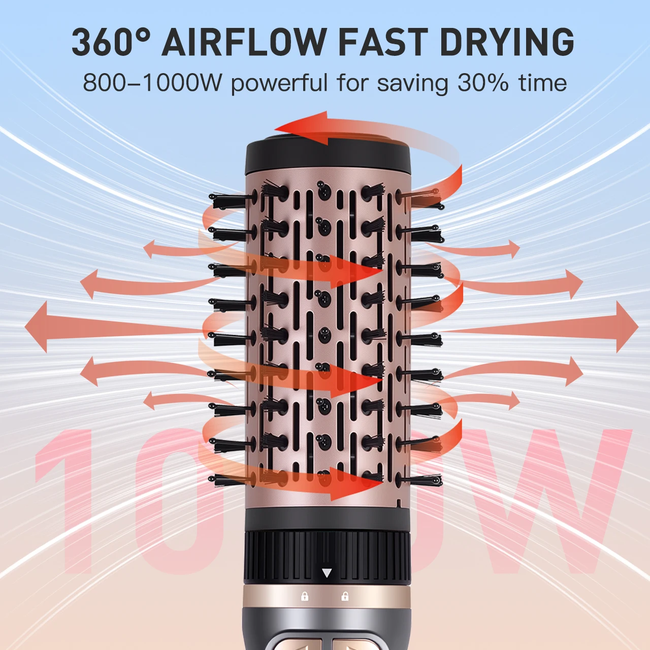 Hatteker EU Cepillo de Aire Caliente de 3 Cabezales, Secador de Pelo, Alisador Eléctrico de Viento Fuerte, Rizador, Peine Enrollador, Soplador, Herramienta de Peinado para Mujeres