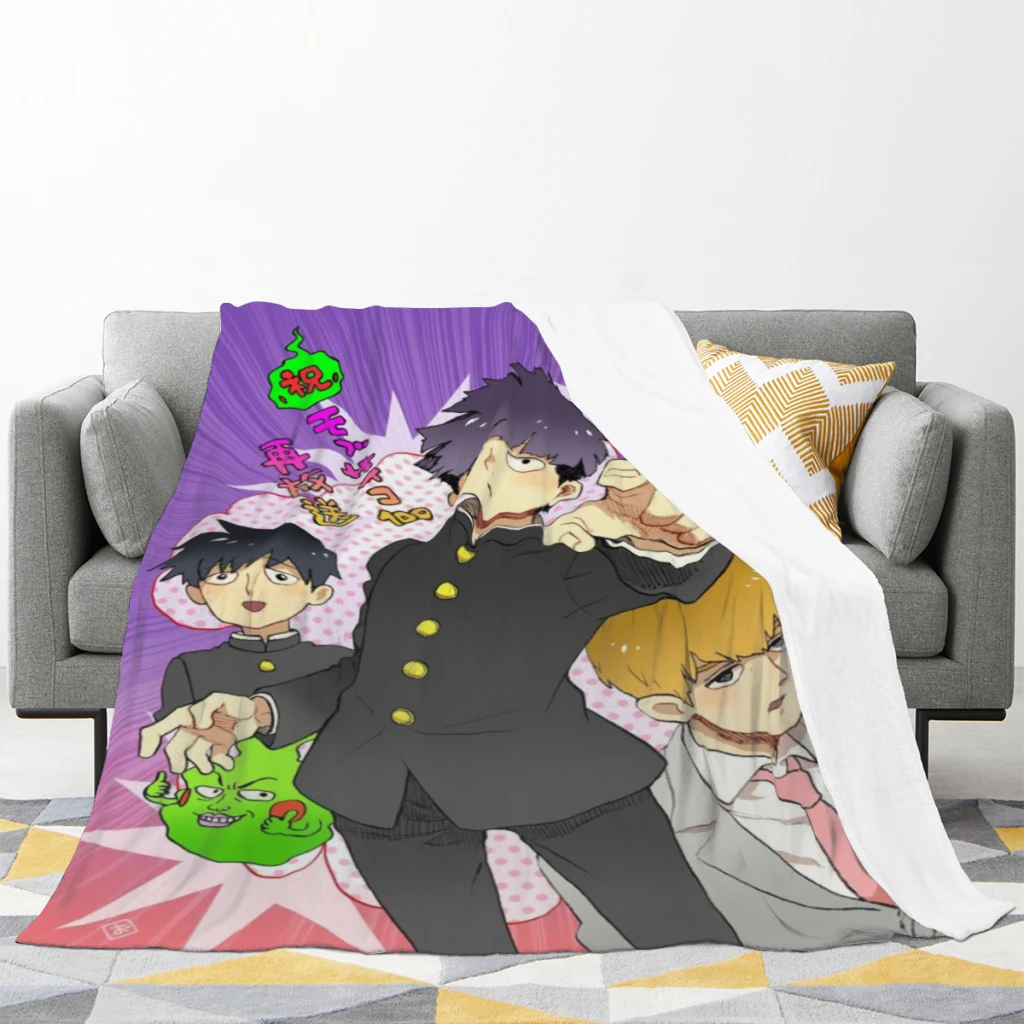 Mob Psycho 100 Comfortable Flanne Blanket Soft comforter sets throw for Couch Warm Flannel Blankets Bedroom Décor