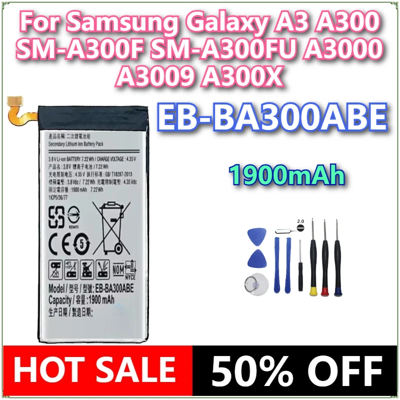 

Brand New EB-BA300ABE 1900mAh Mobile Phone Battery For Samsung Galaxy A3 A300 SM-A300F SM-A300FU A3000 A3009 A300X + tools