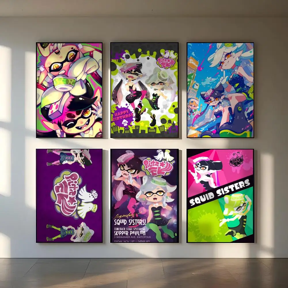 Cute Cartoon S-Squid SistersS Poster Suitable For Living Room,bedroom,bar,Hallway Bar Wall Art Prints Decoration Gifts