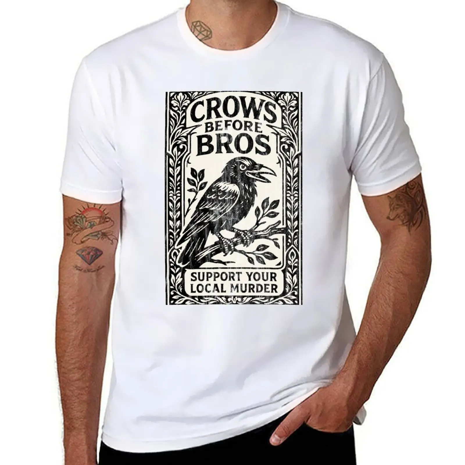 

Crows Before Bros T-Shirt man t shirts for men t shirt men 100% cotton luxury brand T-Shirt