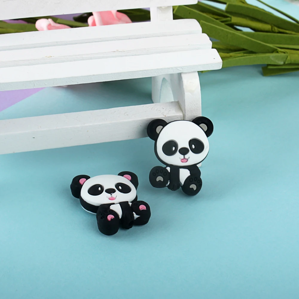 5/20/50pcs/Lot Baby Pacifier Silicone Beads Cartoon Panda Beads Teether Teething Panda Accessories Beads For Bracelets Making