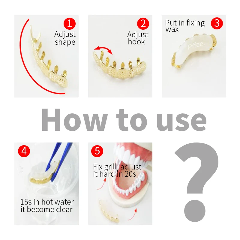 Pffee Silver 18K Gold Plated Tooth Rapper Jewelry Iced Out Grills For Women Men Hip Hop Teeth Grillz Rhinestones