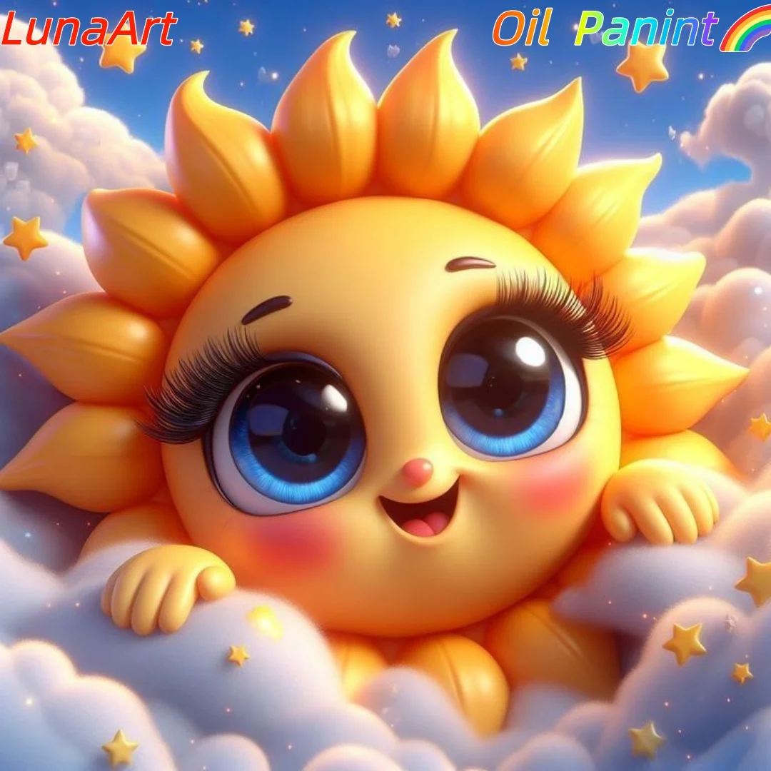 

Цифровая картина маслом своими руками: милое солнце - цифровая раскраска, подходит для начинающих, подарков и домашнего декора с ручной росписью