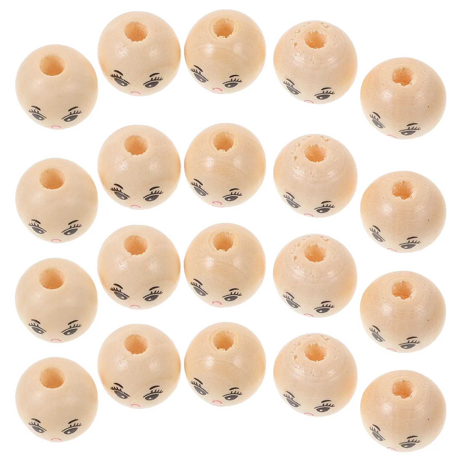60Pcs Smooth Wooden Smile Face Beads for DIY Jewelry Making Bracelets Necklaces Dream Catchers Garland Craft Beads Bulk