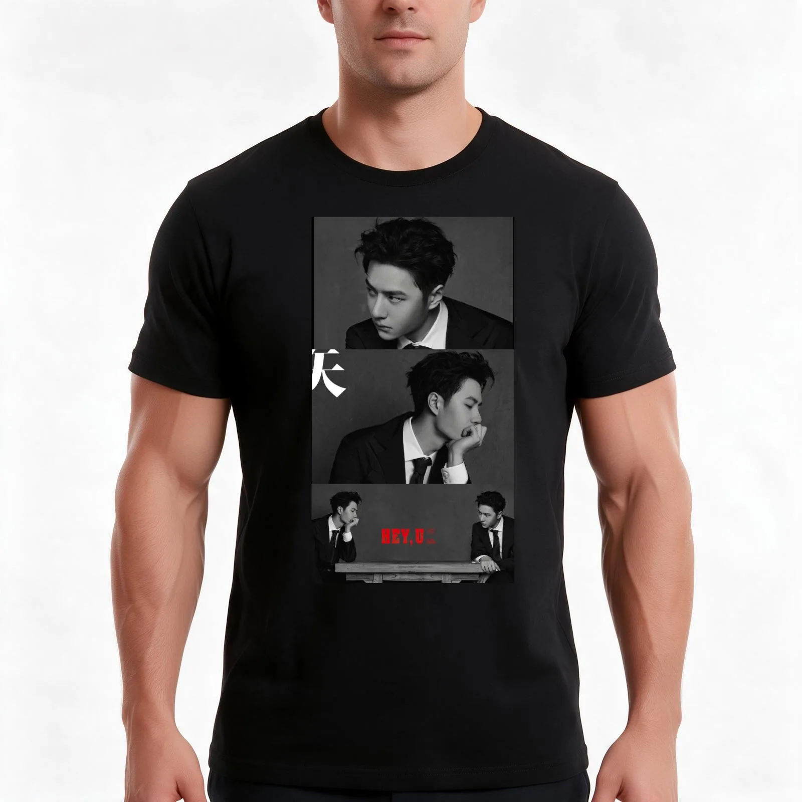 Wang Yibo T-Shirt Summer Casual Cotton Tee Oversized Streetwear Tops Vintage Graphic Print Loose Fit Short Sleeve