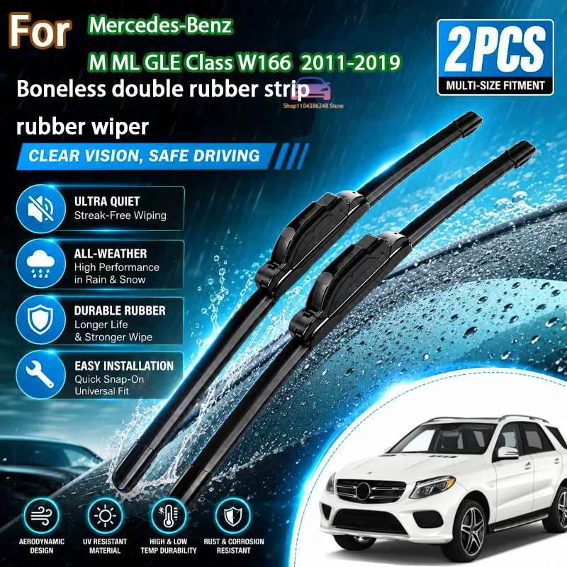 

Front Wiper Blades For Mercedes-Benz M ML GLE Class W166 11-19Windshield Windscreen Window Rain Brush 26"+24" Modification Parts