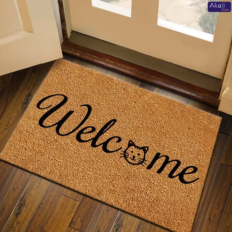 Tapis de bienvenue toutes saisons, tapis d'entrée à profil bas pour l'entrée de la maison, dos antidérapant, paillasson pour décoration de porte, 2025