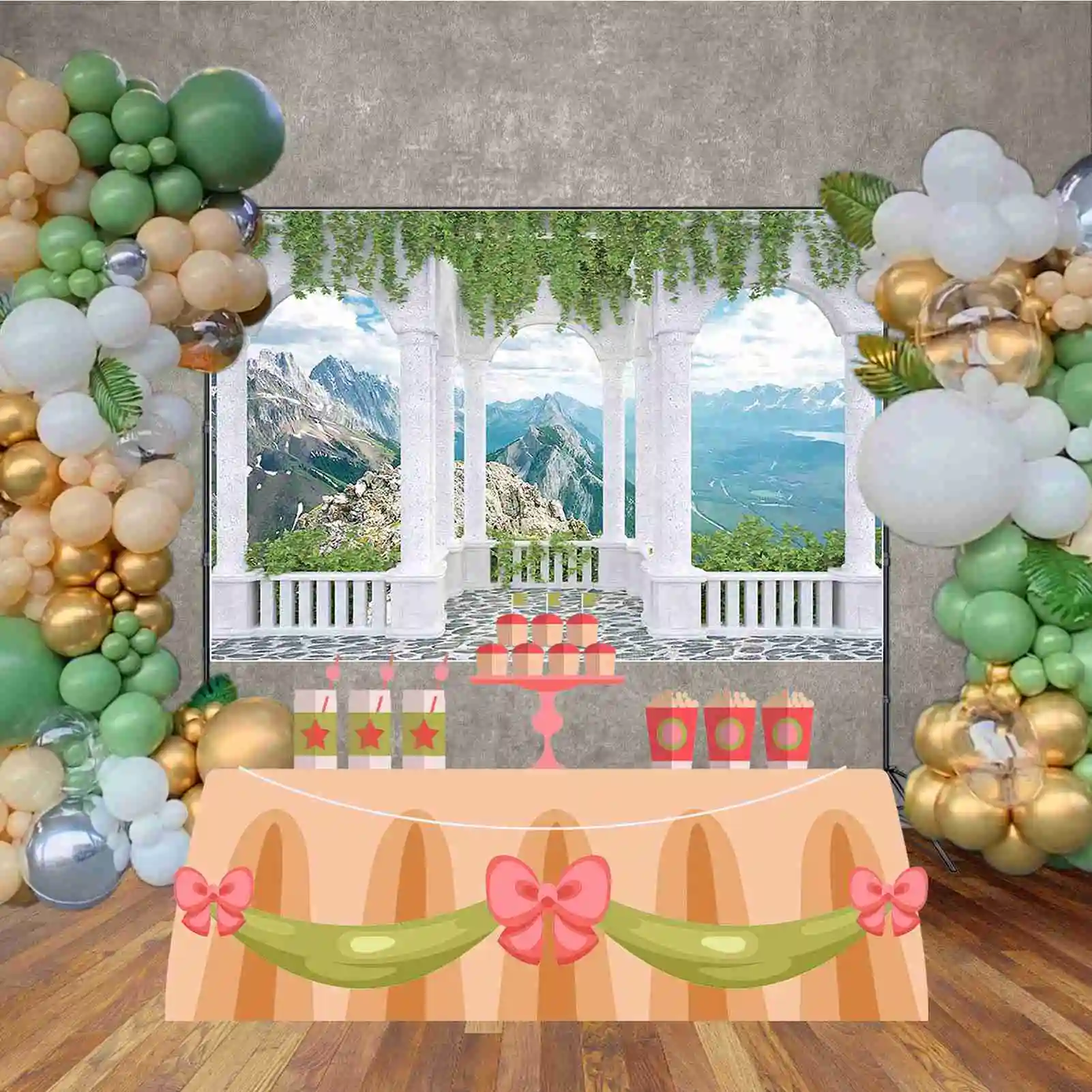 MOON.QG حديقة الربيع الصيف الشاطئ قوس منطقة الصورة الإطار خلفية عطلة الديكور التصوير خلفية التقاط الصور خلفية