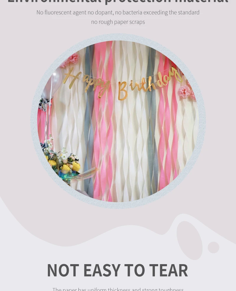 3-teiliges Set Regenbogen-Krepppapier-Girlanden für Hochzeit Geburtstagsfeier Hintergrunddekoration Bunte Papier-Krepp-Girlanden Dekorationsbänder – Detail 3