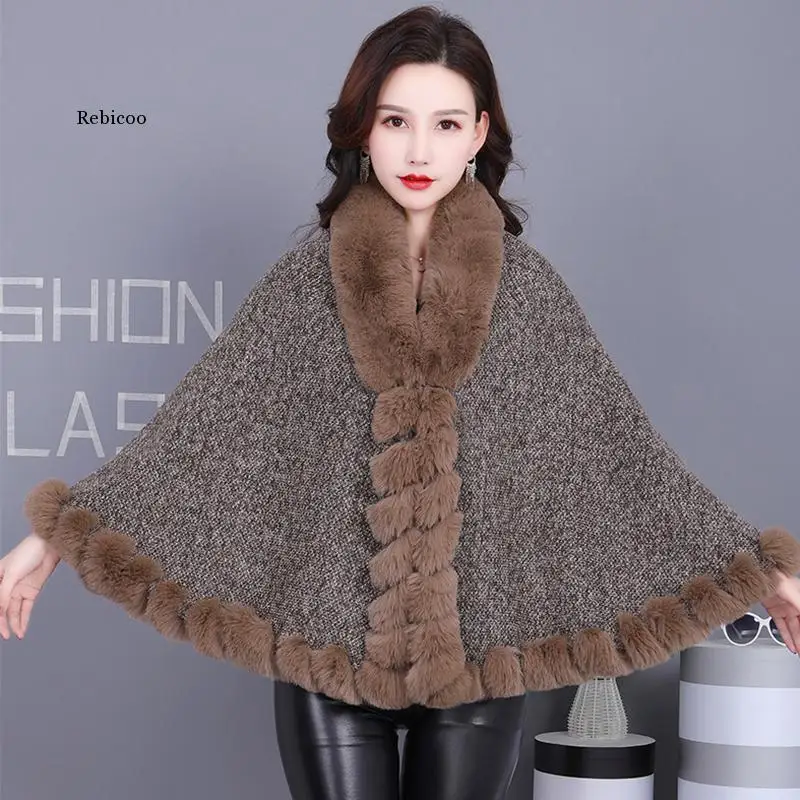 

New Winter Long Sleeve Faux Seta Rabbit Fur Coat Women Fashion Warm Fur Coats Outerwear Fake Fur Shawl Scarf Women Clothing