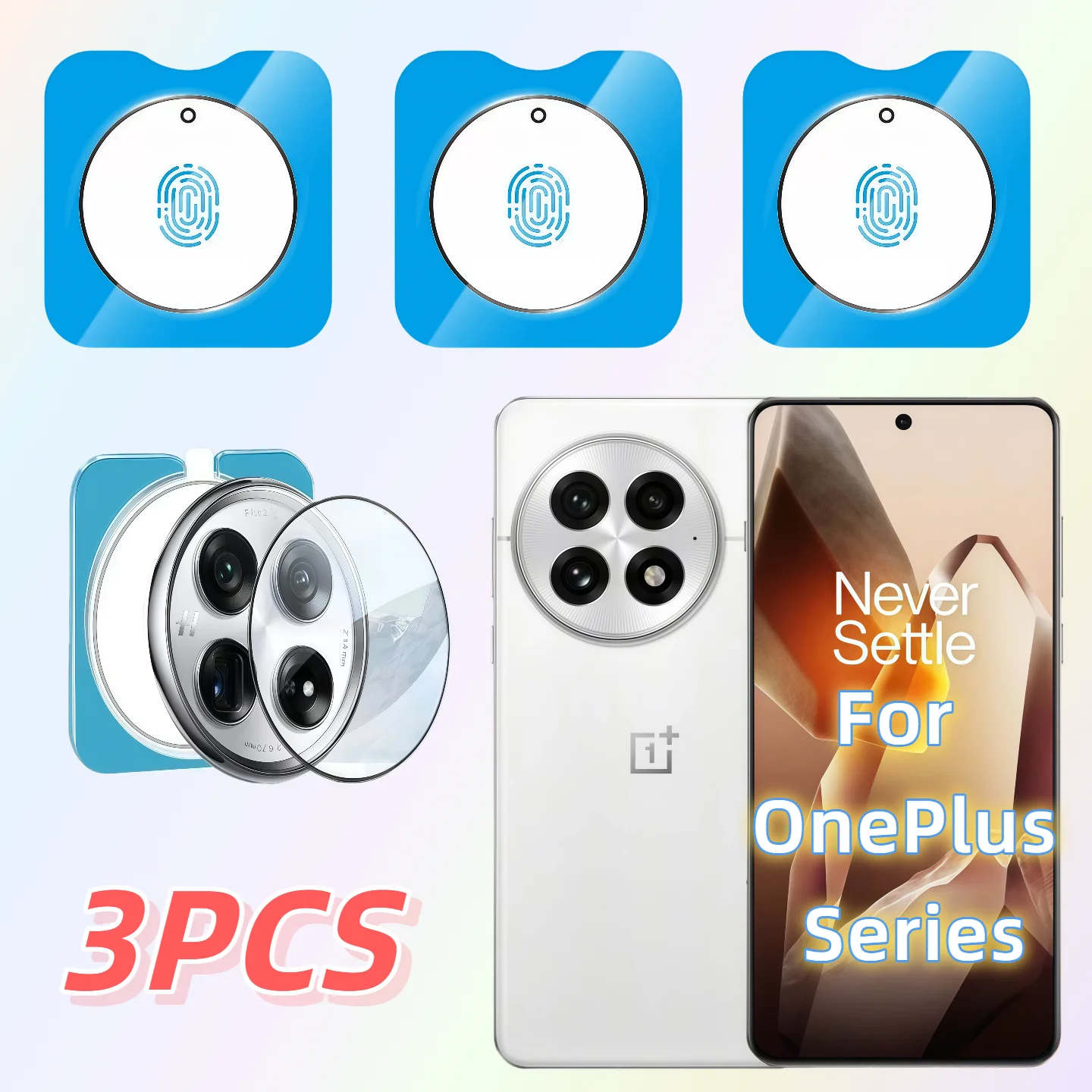 3-Piece Set Camera Lens Protector for OnePlus 12/13/ACE3, Rear Camera Film with Built-in Alignment Tool for Easy Installation.