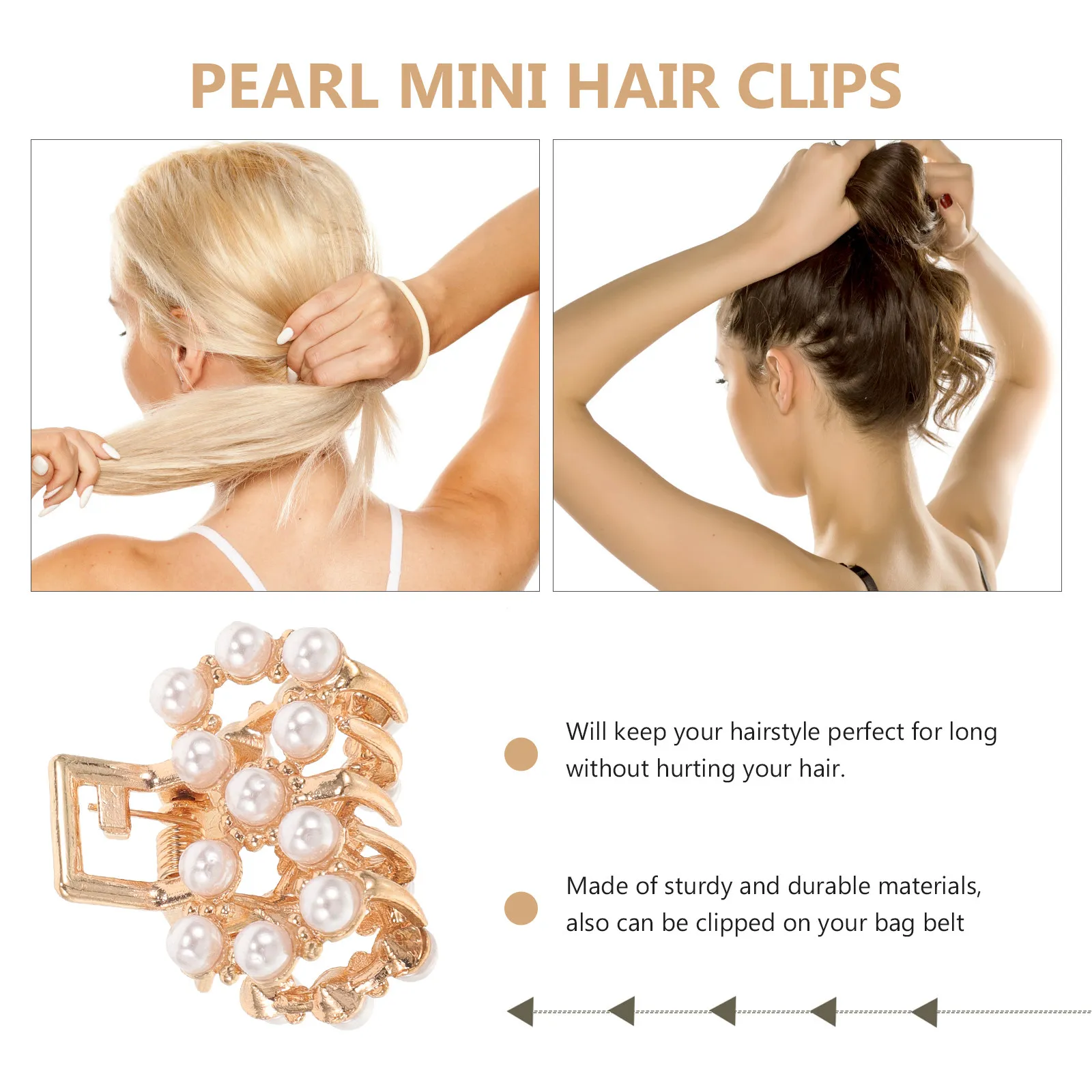 

6Pcs Mini Pearl Hair Clips Small Claw Clips for Tiny Hair Accessories Elegant Grip Strong Teeth Perfect for Makeup Cooking