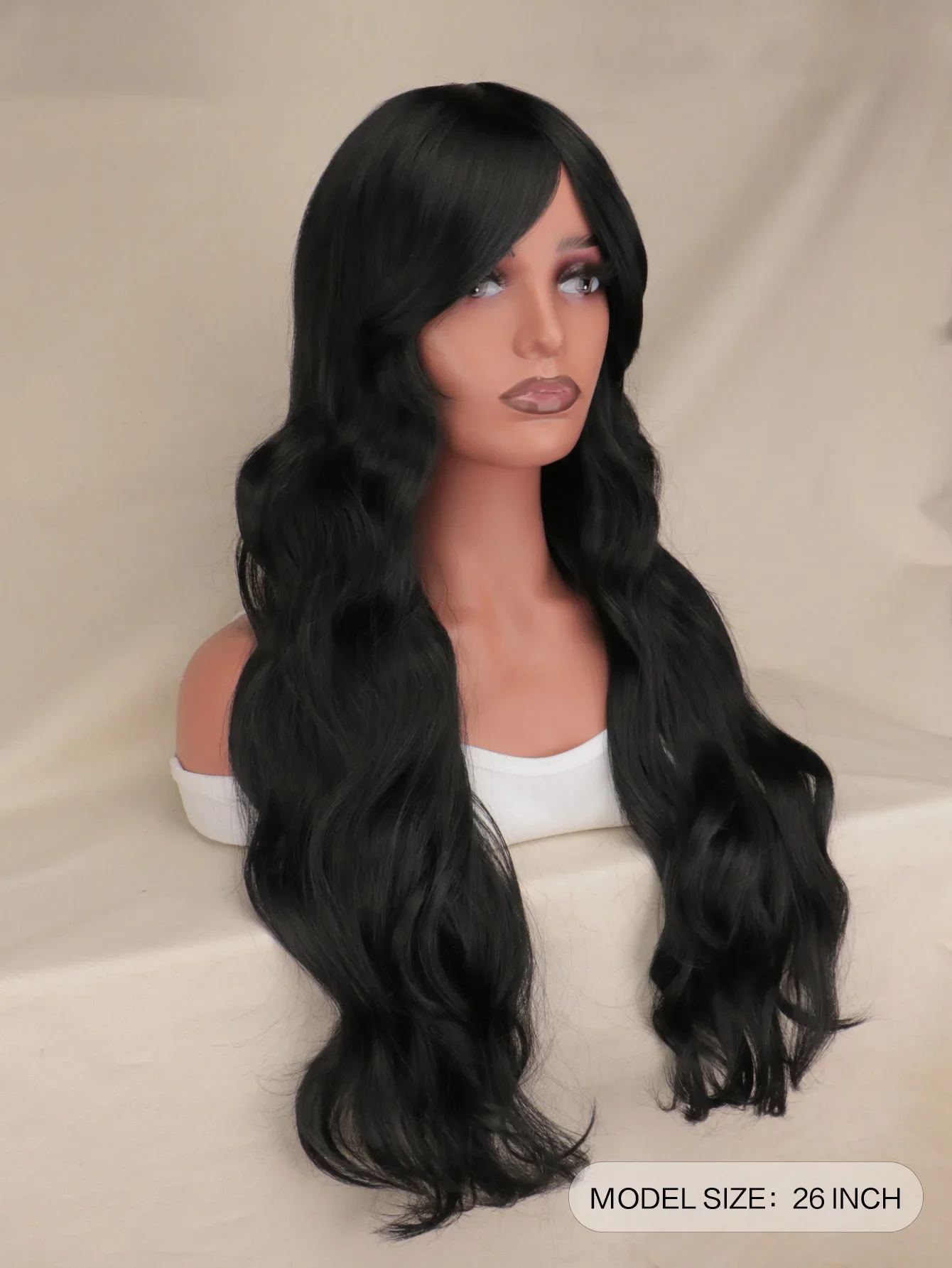 QQXCAIW Women Long Synthetic Hair Wigs Natrual Black Brown Halloween Anime Costume Long Wavy Natrual Heat Resistant Wig Women