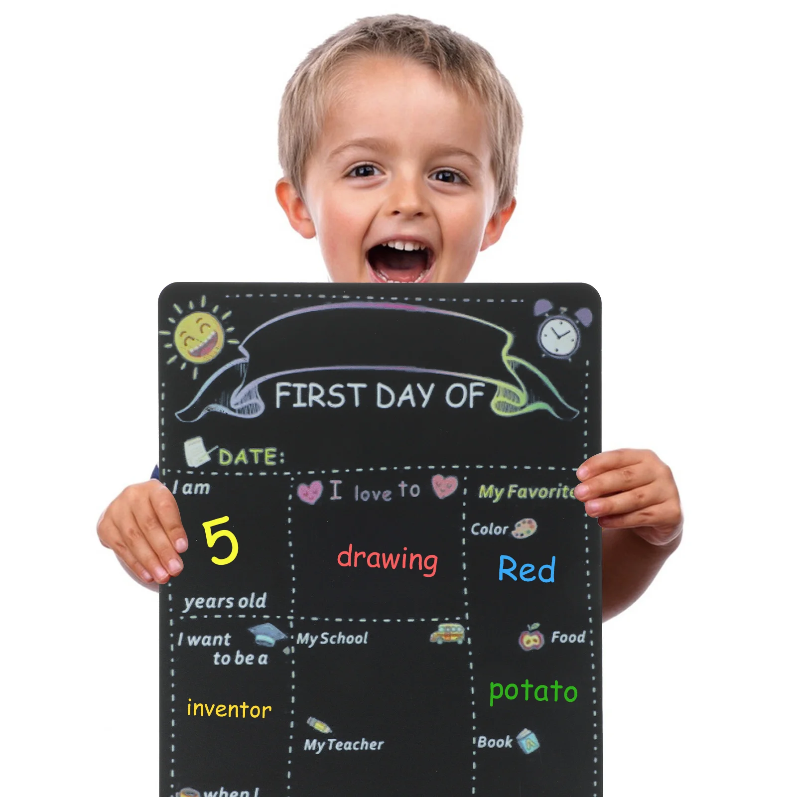 Double Sided School Board School for Children Kids First Day of Chalkboard Small Back to Decorations