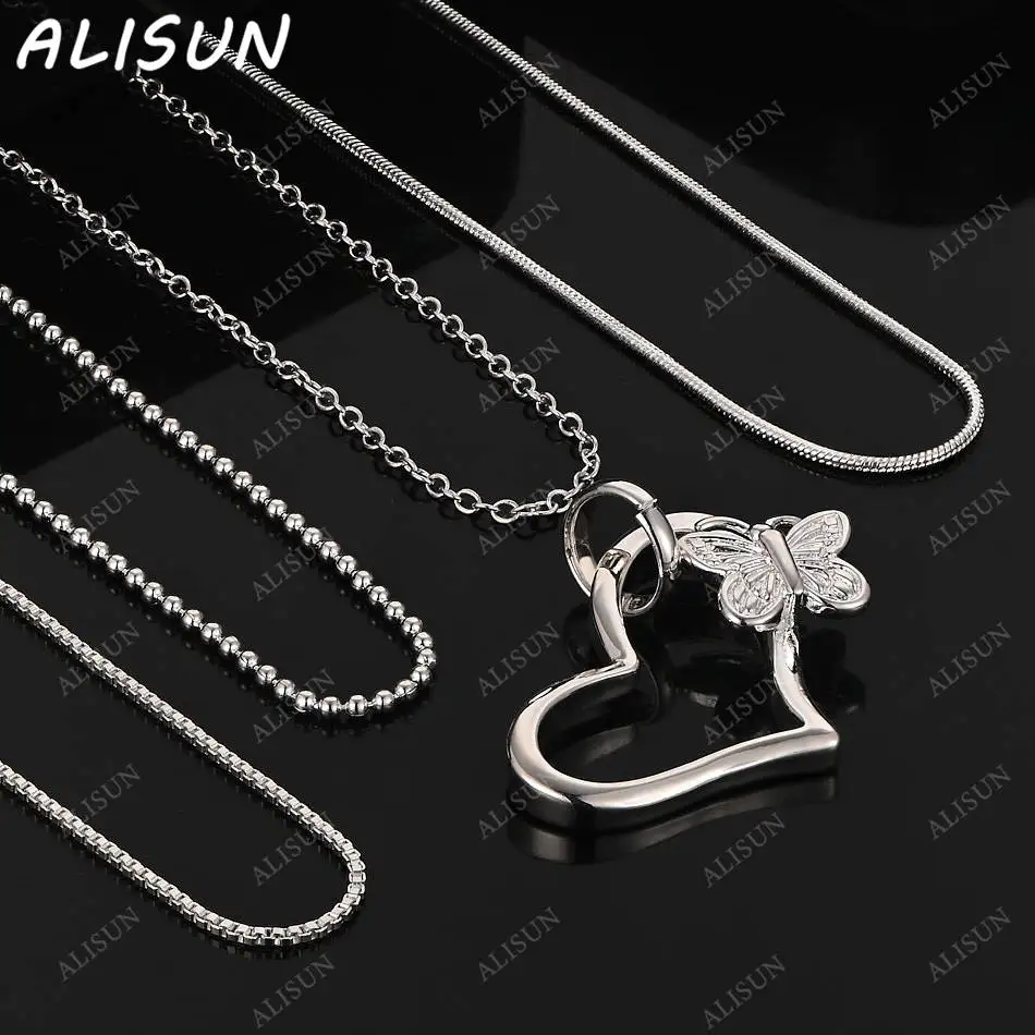 

ALISUN 40-75cm 925 Sterling Silver Hearts Butterfly Pendant Necklace For Women Men Charm Trend Birthday Gifts Fashion Party