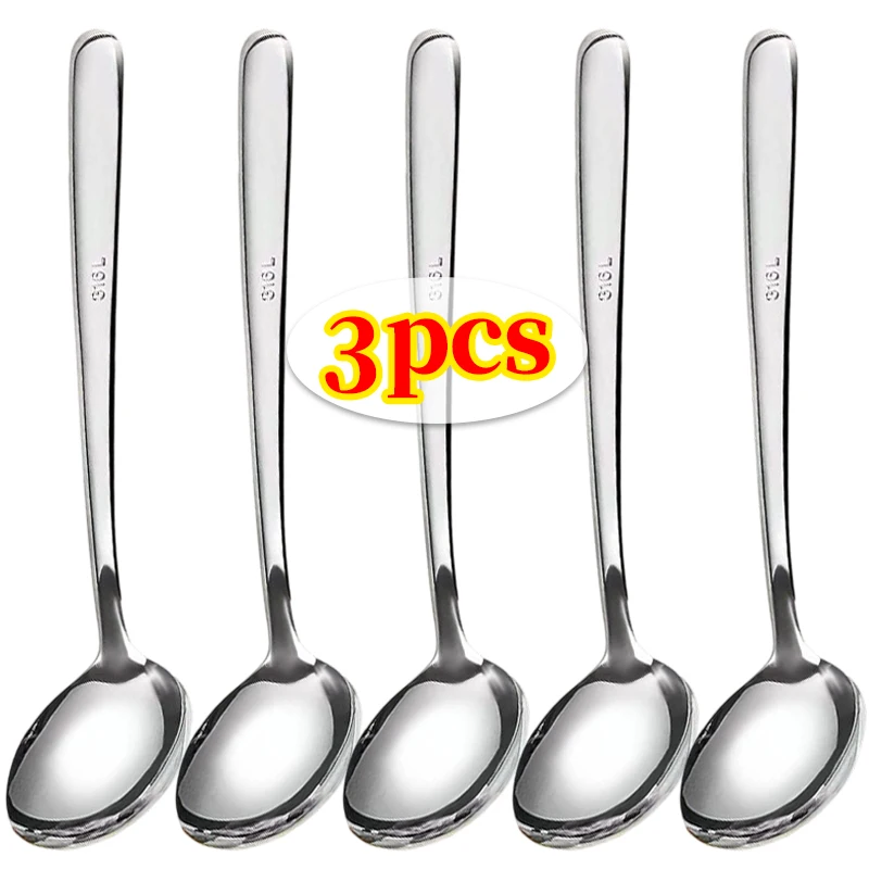 

Long Handle Spoon Mirror Polished 316L Stainless Steel Kitchen Utensil for Kitchen Cooking Serving Soup Sauce Dessert Easy Grip