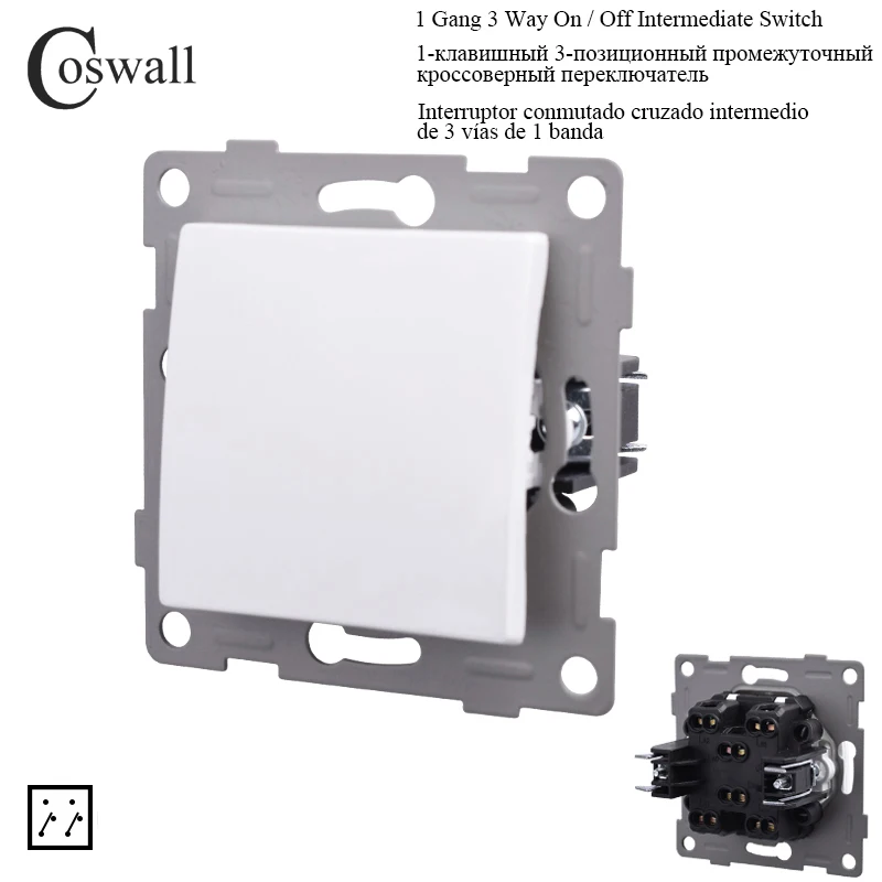 WEKPOBA D1 Series Module DIY 1 Gang 3 Way Crossover Cross Intermediate On / Off Wall Light Switch Switched