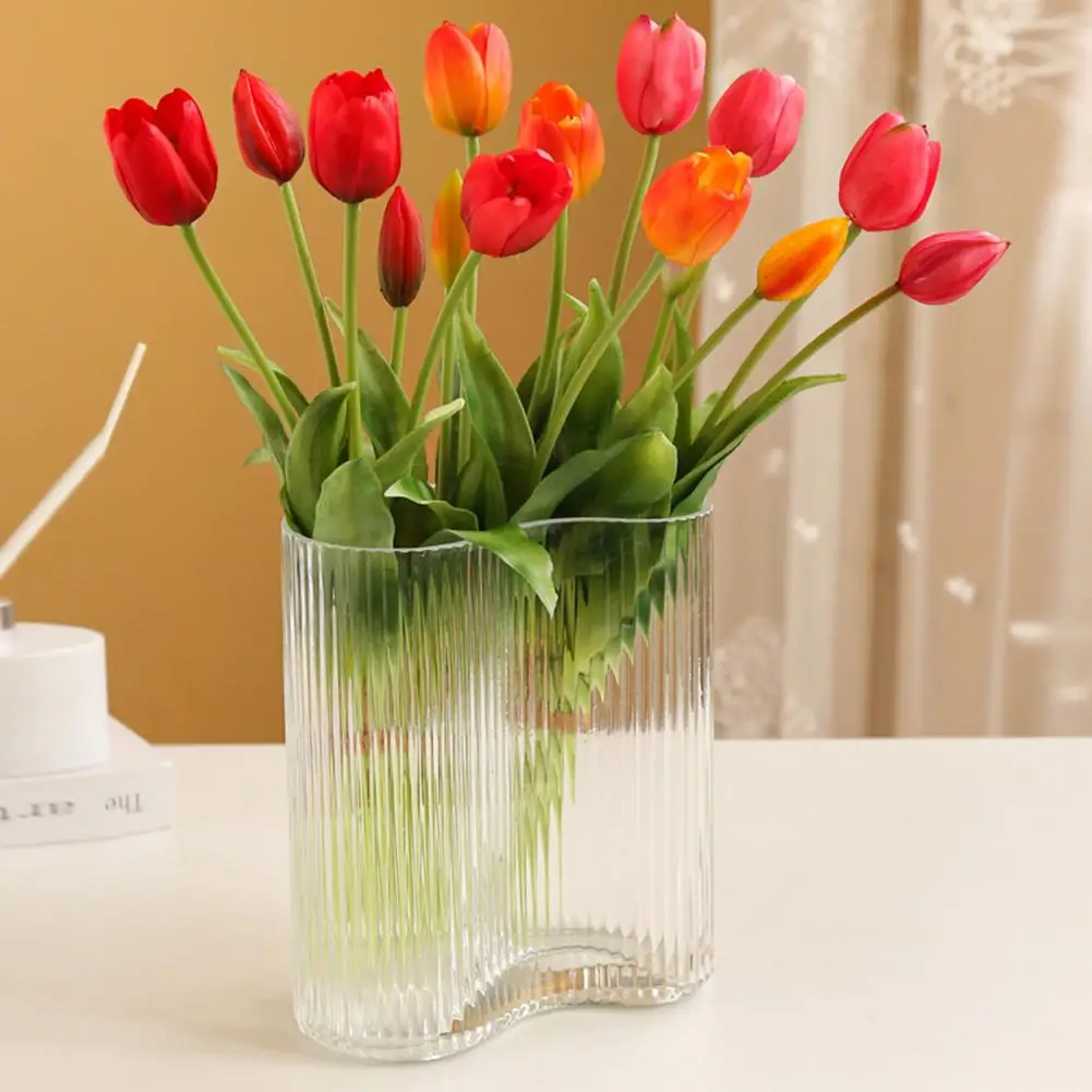 Fake Flower No Watering Artificial Tulips PE Hands Feeling Shooting Props Non-fading 5 Tulips Simulation Flower Home Decorations