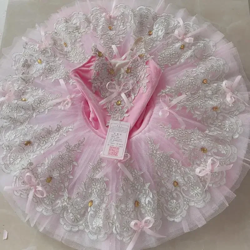 

Girls Ballet Tutu Adult Child Ballet Dress Peach Pink Professional Swan Lake Pancake Tutu Kids Girls Ballerina Dance Costume