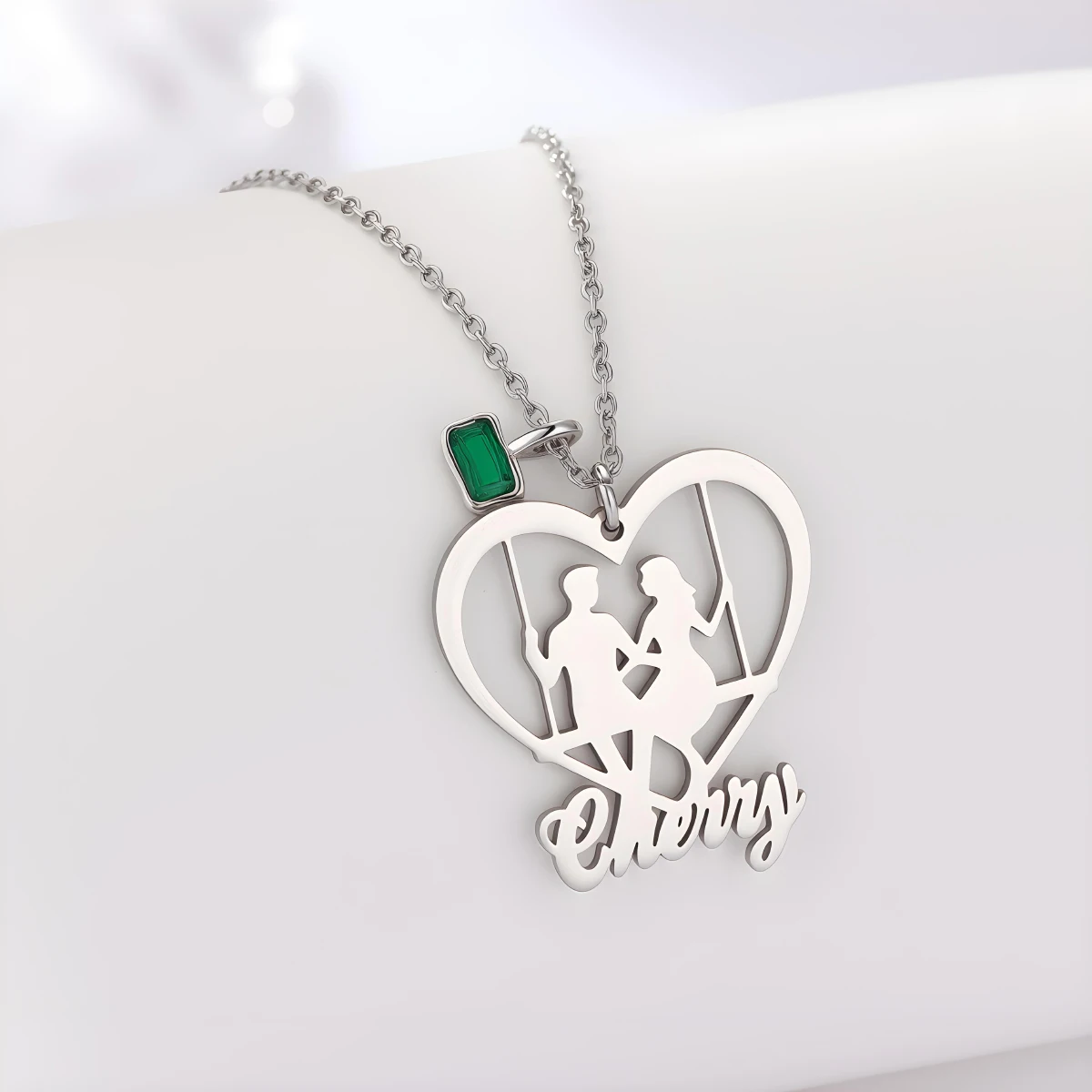 

Chandler Custom Name Couple Swing Heart Forever Necklace for Couple Heart Pendant Stainless Steel Love Necklace Jewelry Gifts