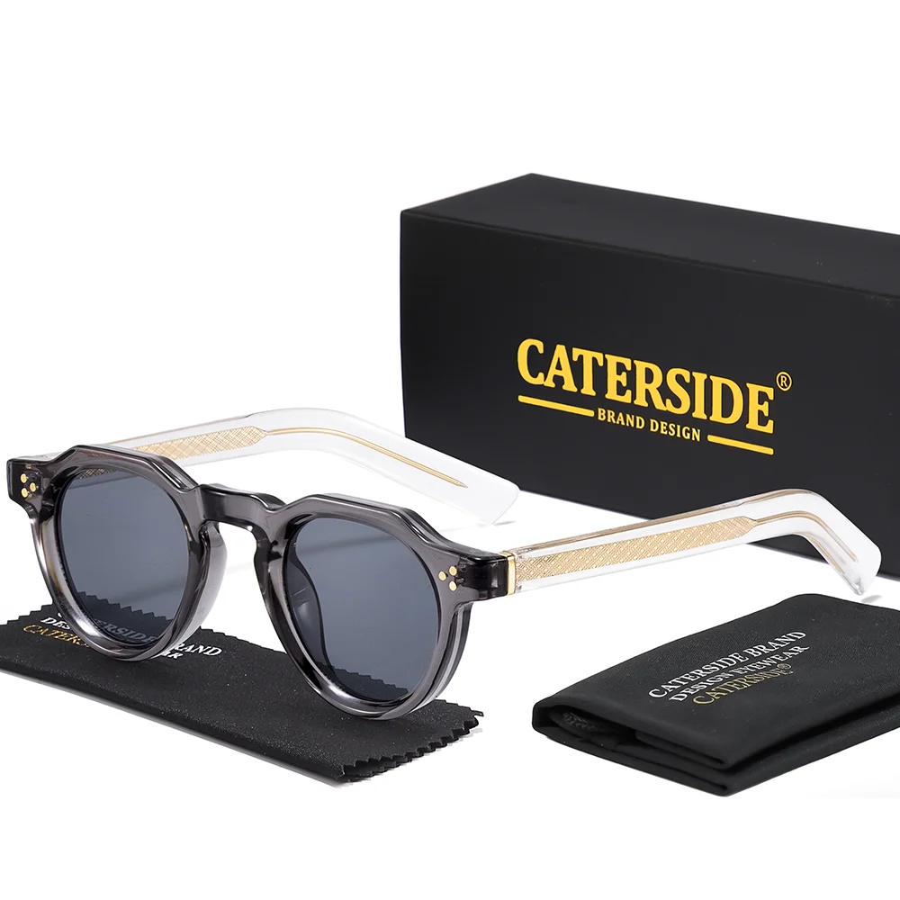CATERSIDE Modische Runde Sonnenbrille für Damen und Herren, UV400-Schutz, kleiner Rahmen, Retro-Outdoor-Sonnenbrille zum Autofahren und Wandern – Detail 15
