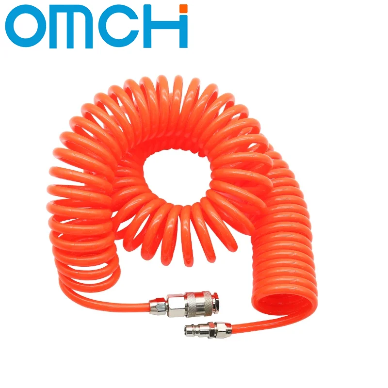 Tuyau en polyuréthane pour compresseur d'air, 8mm x 5mm, avec raccord de Type EU/C(JP), connecteur d'outil Flexible, tuyau en spirale à ressort