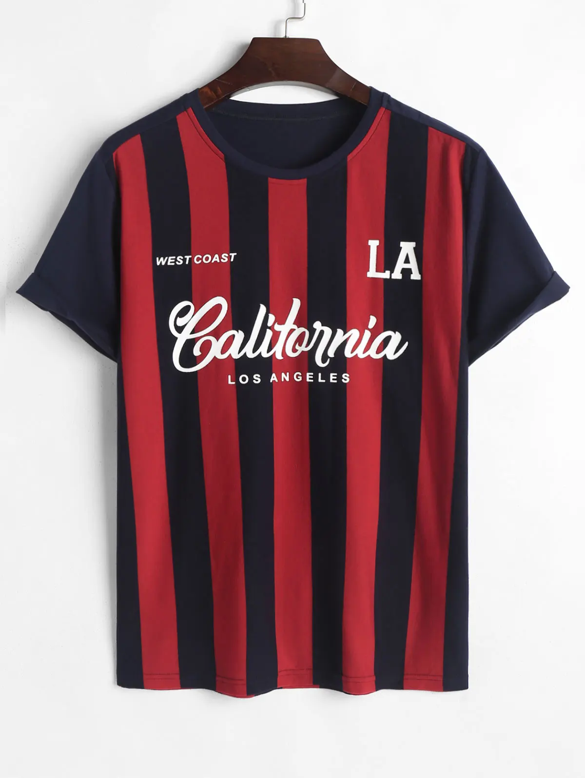 

ZAFUL Short Sleeves Blokecore California LA Striped T Shirt