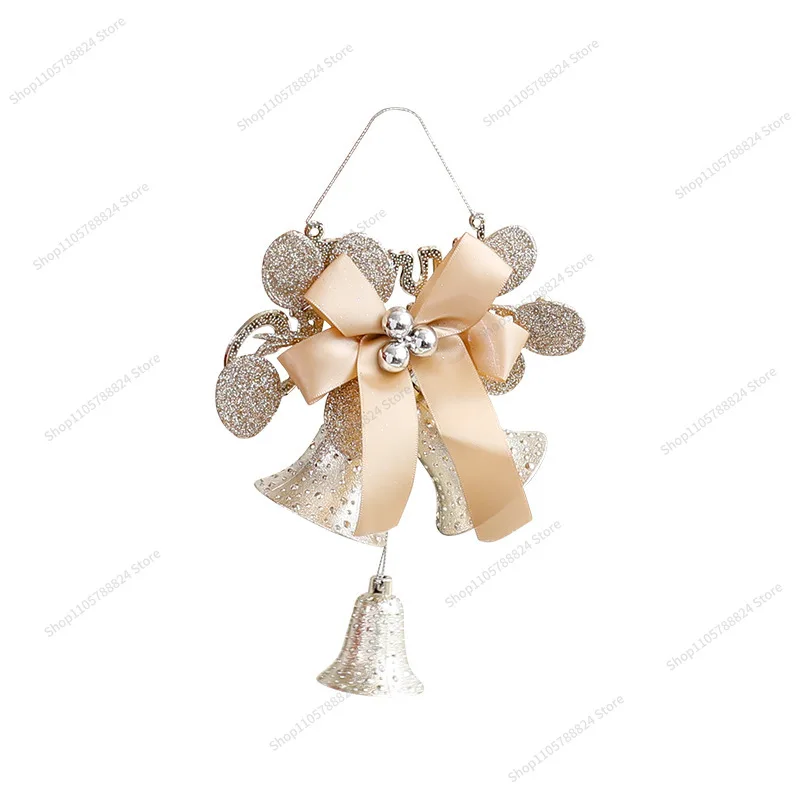 For Christmas Bell Pendant DIY Christmas Atmosphere Arrangement Door Hanging Bow Wind Chime Christmas Tree Decoration