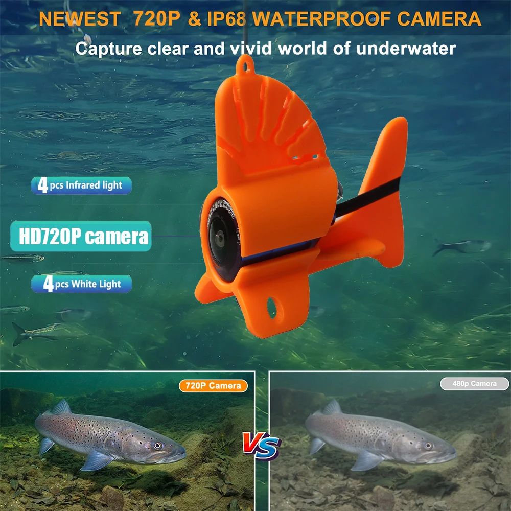 2025 new Mutil Lanuage 7Inch IPS 1080P 32GB DVR Recorder Fish Finder Underwater Video Camera Ice Fish camera two LED support