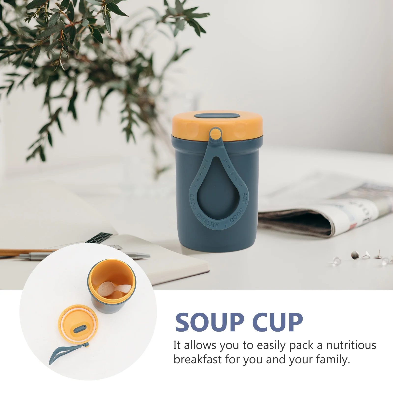 

Plastic Breakfast Box Navy Microwave Soup Cup Sealed Leakproof Porridge Holder Portable Food Container for Office School