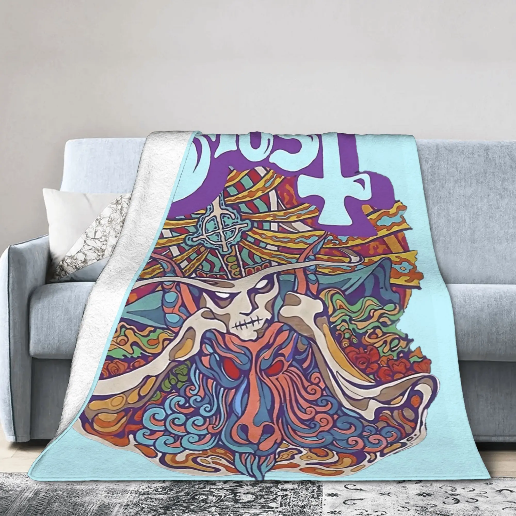 design ghost Legend band, ghost music Blanket  Soft Print Plush Throw Blanket For Outdoor Picnic Flannel Bedspread Bed Cover