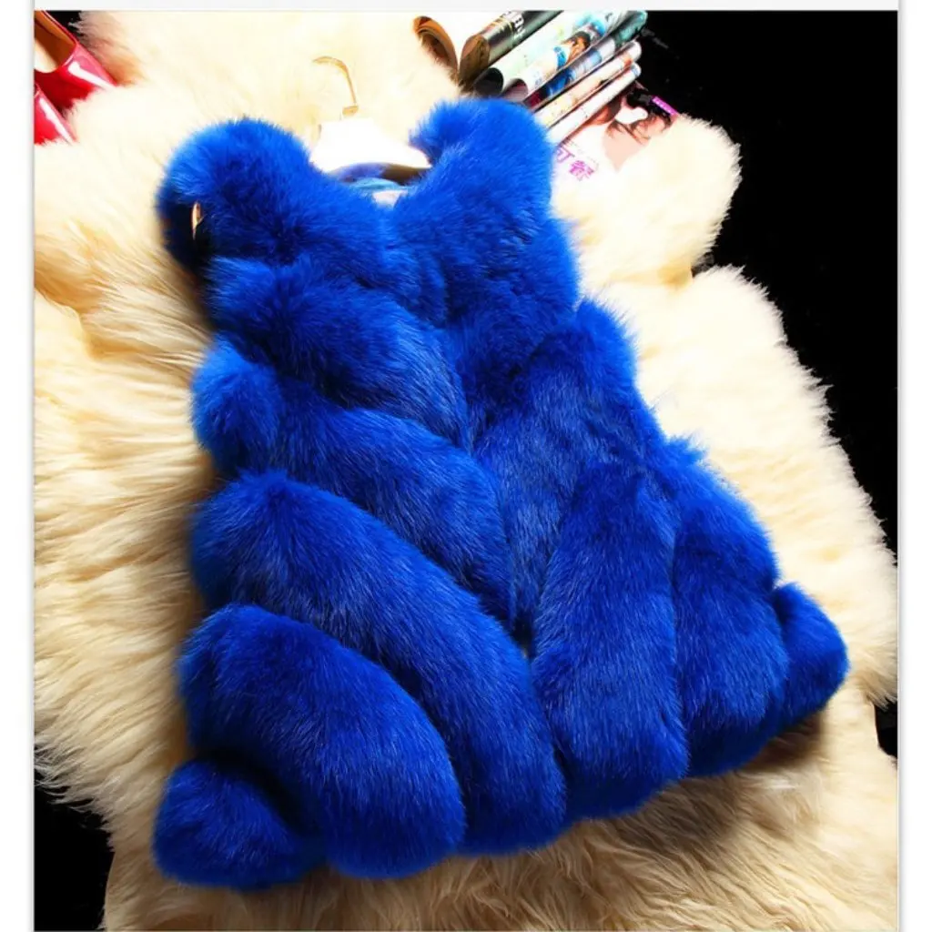 

Women's Korean Style Slim Fit Fur Jacket Mid-Length One-Piece Splicing Imitation Fur Vest Capes